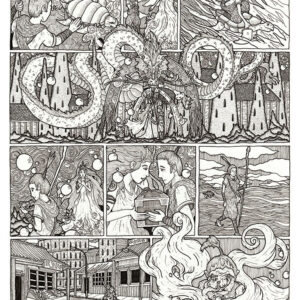 Urashima Taro by Alexander Franks, 2023. Pen and ink drawing.