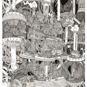 When I set out to draw a house by Alexander Franks, 2023. Pen and ink drawing.